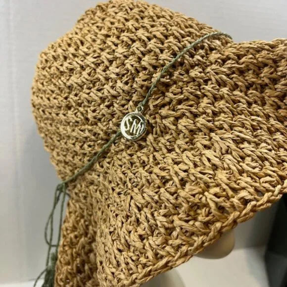 Steve Madden Crocheted Paper Straw Floppy Summer Sun Travel Hat Lightweight - Picture 10 of 15